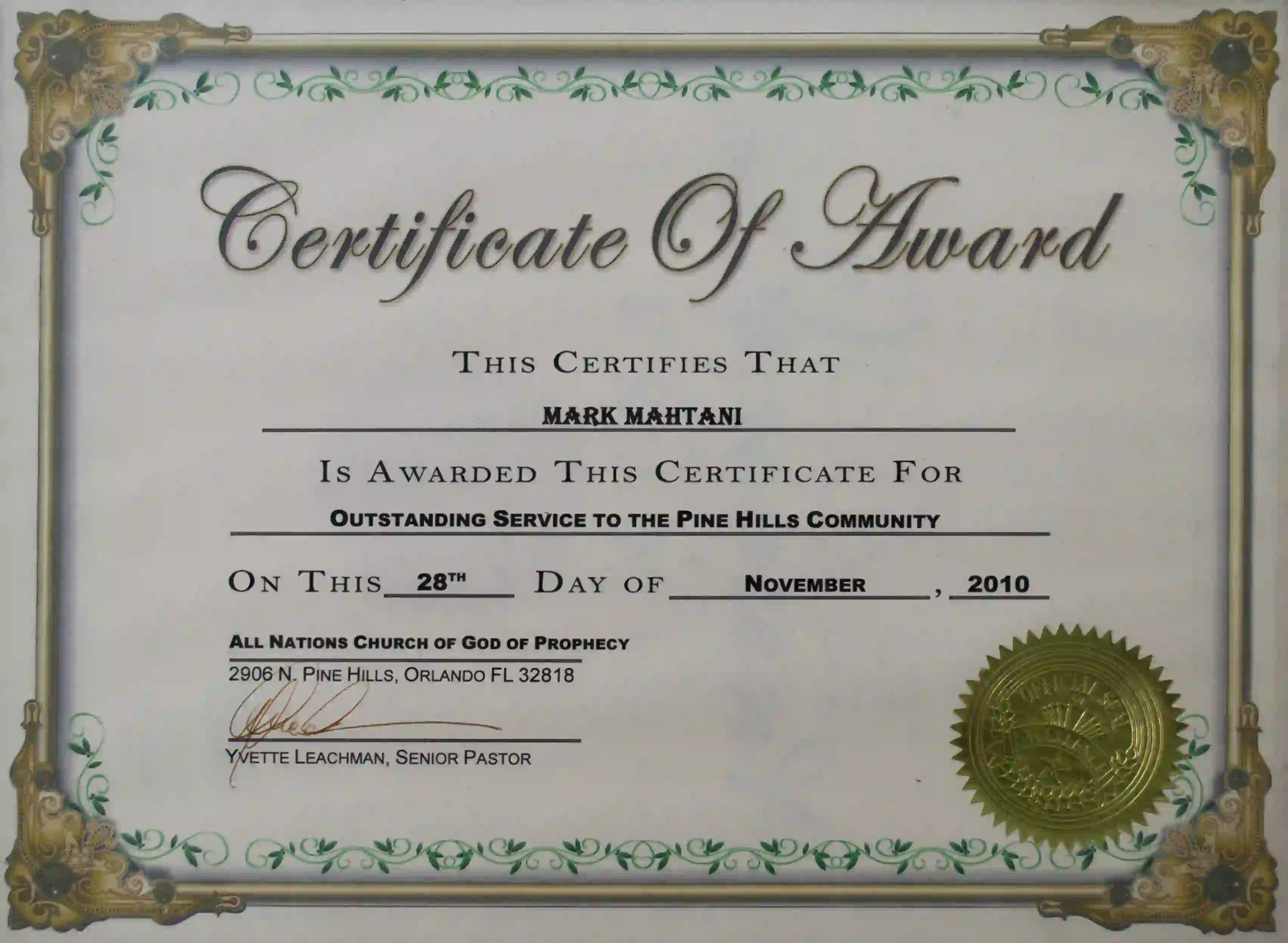2010 certificate